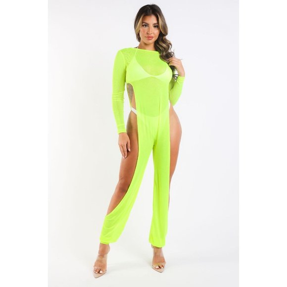 Boutique Other - Women's Sexy Mesh Cover Up Jumpsuit Summer Bodycon Beachwear Suits Long Sleeve